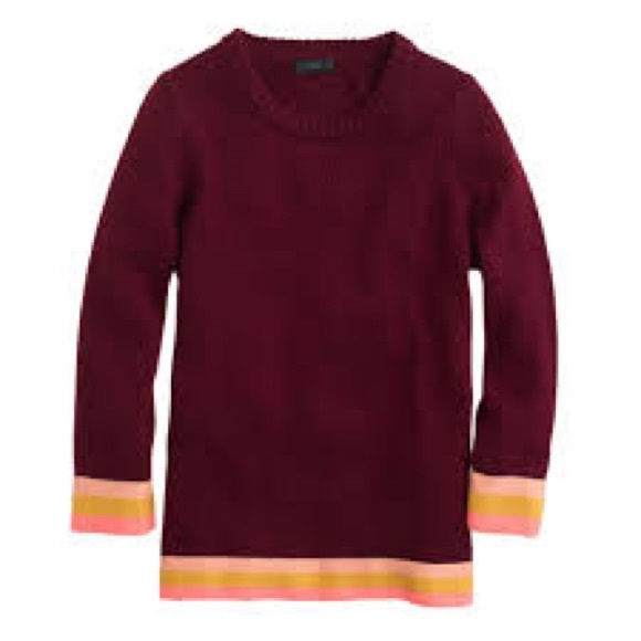 J. Crew Sweaters - J. Crew Triple Tipped Sweater Burgundy Orange Pink